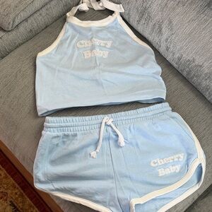 Cherry Baby Halter Top Short Set